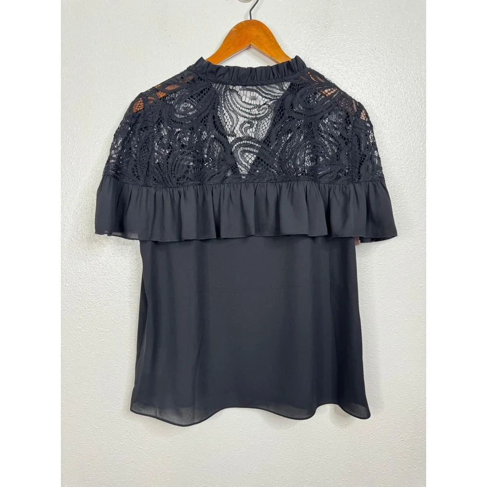 Lilly Pulitzer Black Marabella Lace Top Size‎ Large